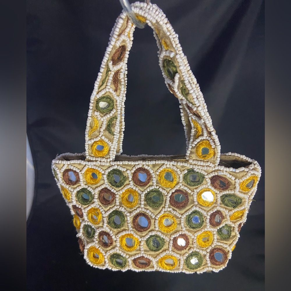 Moyna beaded microbag with mirror mosaic design